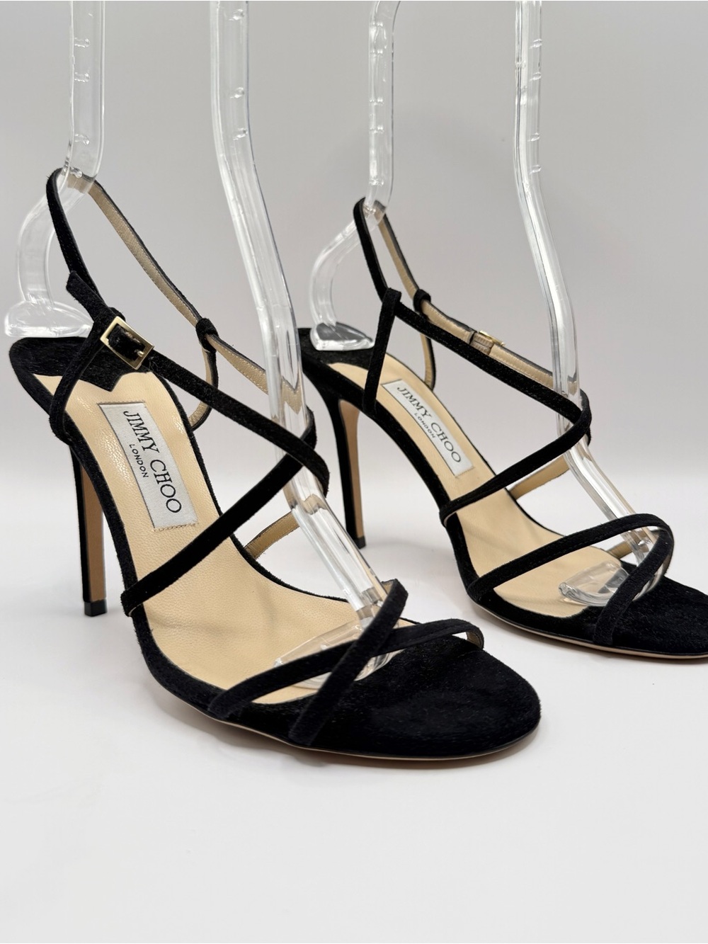 Authentic Jimmy Choo Black Suede Elaine Strappy Sandals High Heels Stiletto - Picture 15 of 15